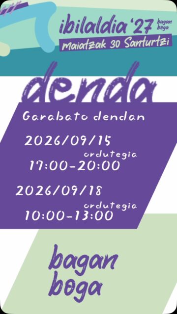 Aupa, koadrila! 📣 Hemen duzue gure dendaren ordutegia. Apuntatu data hauek jada! 🗓️✍️
✨ Garabato dendan
📆 Egunak: Irailak 15
⏰ Ordutegia: Arratsaldez 17:00 - 20:00
📆 Egunak: Irailak 18
⏰ Ordutegia: Goizez 10:00 - 13:00
Ibilaldirako motorrak berotzen joateko zain izango gaituzue! 🛍️🎉
Aupa, koadrila! 📣 Aquí tenéis los días y horarios en los que estará abierta nuestra tienda para que no os quedéis sin nada. ¡Tomad nota! 🗓️✍️
✨ En la tienda Garabatos
📆 Días: 15 de septiembre
⏰ Horario: De tarde 17:00 - 20:00
📆 Días: 18 de septiembre
⏰ Horario: De mañana 10:00 - 13:00
¡Os esperamos para ir calentando motores de cara al Ibilaldia! 🛍️🎉
#Ibilaldia27 #Santurtzi #BaganBoga #Denda #Ordutegia Euskara