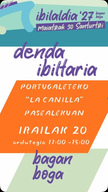 Datorren igandean, irailak 20, Portugaleteko “La Canilla” pasealekua giro bikainez beteko da. Alde batetik, itsasadarrean ACT Ligako esrropada zirraragarriak ospatuko dira eta, bestetik, 11:00etatik 15:00etara, Denda Ibiltaria bisitatzeko aukera izango duzu bertan.
Arraunaren ikuskizunaz eta kirol-giroaz gozatzen duzun bitartean, Denda Ibiltariak erosketak egiteko eta tokiko eskaintza ezagutzeko aukera paregabea hurbiltzen dizu.
Eguna: Igandea, irailak 20
Lekua: “La Canilla” Pasealekua (Portugalete)
Ordutegia: 11:00 - 15:00
Este domingo 20 de septiembre, el o Paseo de la Canilla de Portugalete será el escenario de una jornada festiva y repleta de ambiente. Coincidiendo con la disputa de las regatas de la Liga ACT en la ría, de 11:00 a 15:00 horas la Denda Ibiltaria abrirá sus puestos a pie de paseo.
Será la ocasión perfecta para disfrutar del mejor espectáculo del remo, animar a las tripulaciones y, al mismo tiempo, recorrer la Denda Ibiltaria para descubrir sus propuestas.
Cuándo: Domingo, 20 de septiembre
Dónde: Paseo de la Canilla (Portugalete)
Horario: 11:00 a 15:00 h