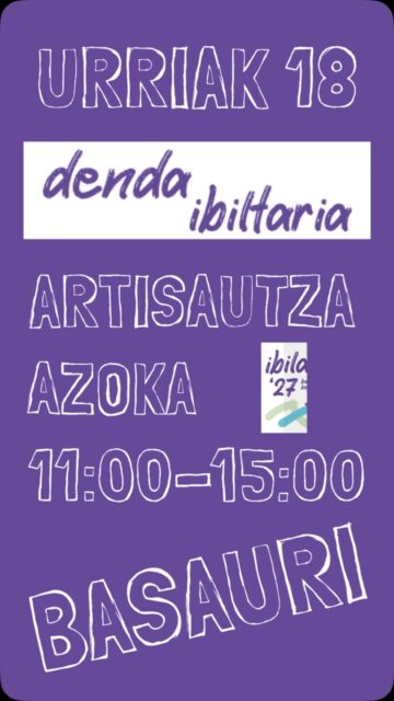 Denda Ibiltaria Basaurira doa! 🛍️✨
SAN FAUSTO ARTISAUTZA AZOKA
Urriaren 18an DENDA IBILTARIA BASAURIN
🗓️ Noiz: Urriak 18
⏰ Ordutegia: 11:00 - 15:00
📍 Tokia : Basauri
Zuen zain gaude! 🙌 #sanfausto