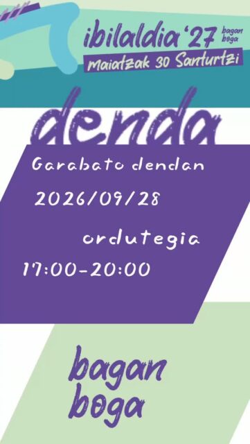 Aupa, koadrila! 📣 Hemen duzue gure dendaren ordutegia. Apuntatu data hauek jada! 🗓️✍️
✨ Garabato dendan
📆 Egunak: Irailak 28
⏰ Ordutegia: Arratsaldez 17:00 - 20:00
Ibilaldirako motorrak berotzen joateko zain izango gaituzue! 🛍️🎉
Bide batez, eskerrik asko bihotz-bihotzez dendan parte hartu duzuen guztioi, eta esker bereziak lokala utzi digutenei! Zuen laguntzarik gabe hau ez litzateke posible izango. ❤️🙌
Aupa, koadrila! 📣 Aquí tenéis los días y horarios en los que estará abierta nuestra tienda para que no os quedéis sin nada. ¡Tomad nota! 🗓️✍️
✨ En la tienda Garabatos
📆 Días: 28 de septiembre
⏰ Horario: De tarde 17:00 - 20:00
¡Os esperamos para ir calentando motores de cara al Ibilaldia! 🛍️🎉
Aprovechamos también para dar las gracias de corazón a todas las personas que habéis participado en la tienda, y un agradecimiento muy especial a quienes nos habéis cedido el local. ¡Sin vuestra ayuda esto no sería posible! ❤️🙌
#Ibilaldia27 #Santurtzi #BaganBoga #Denda #Ordutegia EskerrikAsko